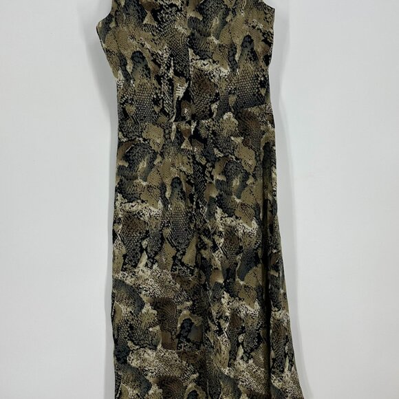 Fate Snake Skin Print Midi Dress S High Low Tulip Hem A Line Sleeveless Brown - Picture 7 of 9